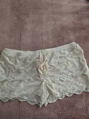 Rebellious One Ivory Lace Ruffle Sleep Shorts
